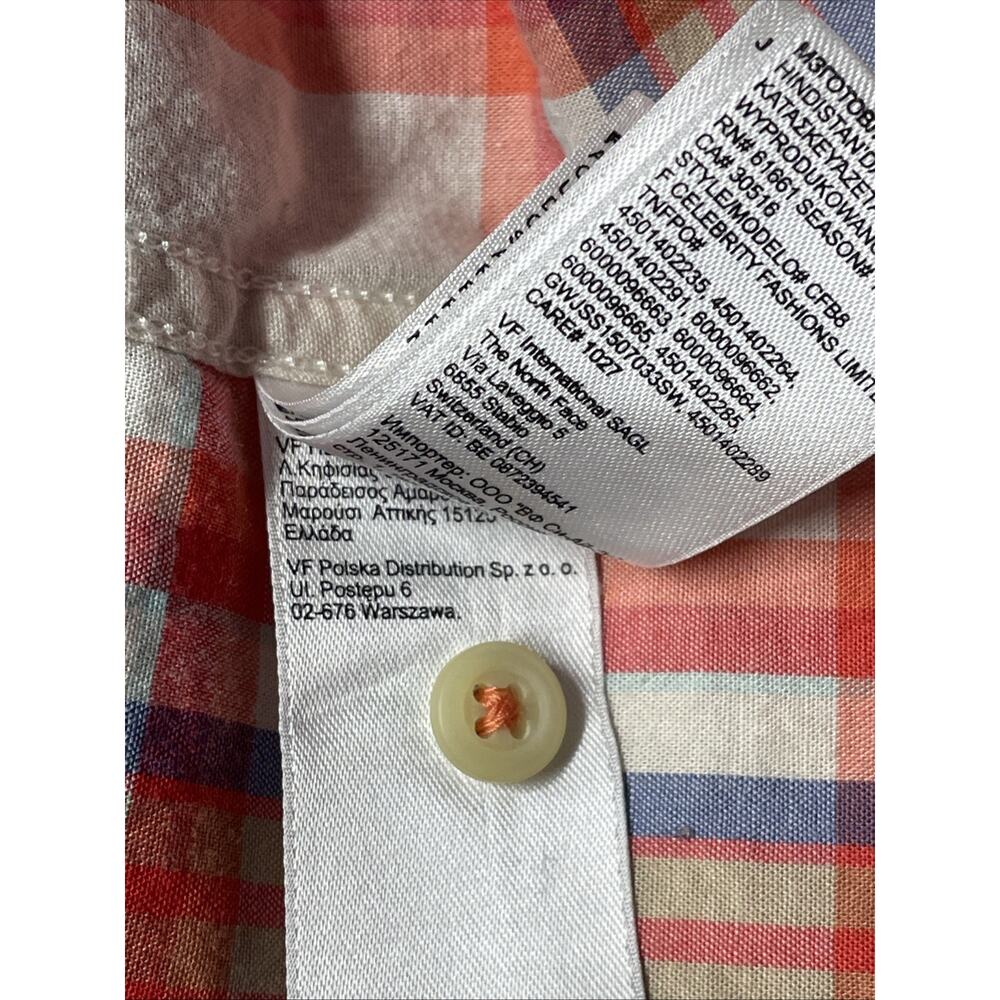THE NORTH FACE Women's Orange & White Plaid Long Sleeve Button-Down Shirt XL - Picture 6 of 6